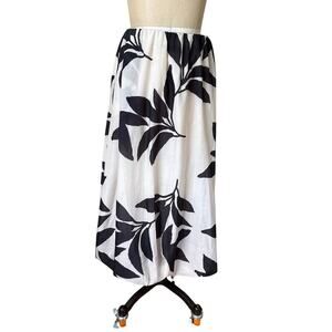 Lumina Bubble Skirt Midi Length Cream Black Leaves Size Large Made in Italy